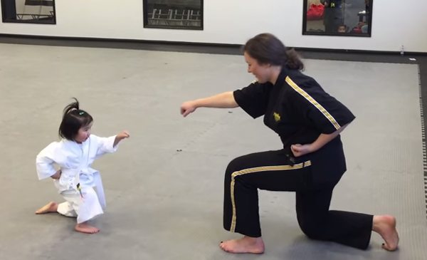 3 Year Old Recites The Creed For Her White Belt in Karate!