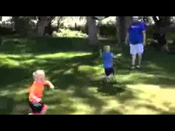 A Dad Wipes Out His Kid with a HUGE Soccer Ball