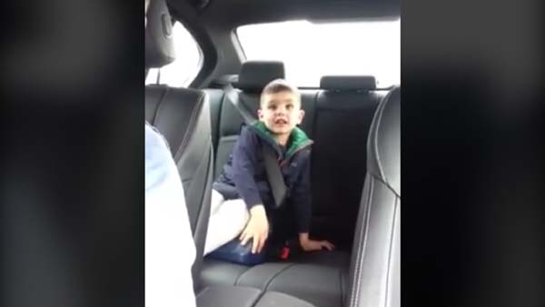 Dad tells son there's a secret ejector seat which will 'send him into space' unless he behaves!
