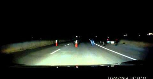 Late night Suspicious roadblock dash cam!