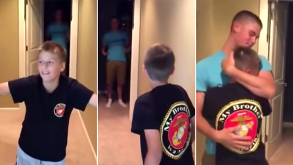 Marine surprises little brother in heartwarming reunion video