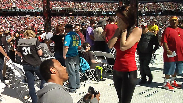 WATCH: Guy Proposes To Girlfriend At Wrestlemania